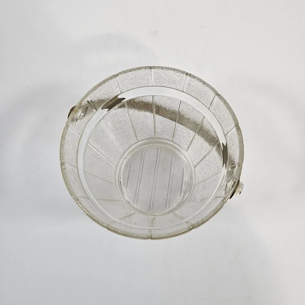 Vintage Anchor‎ Hocking Glass Ice Bucket with Metal Handle Mid Century